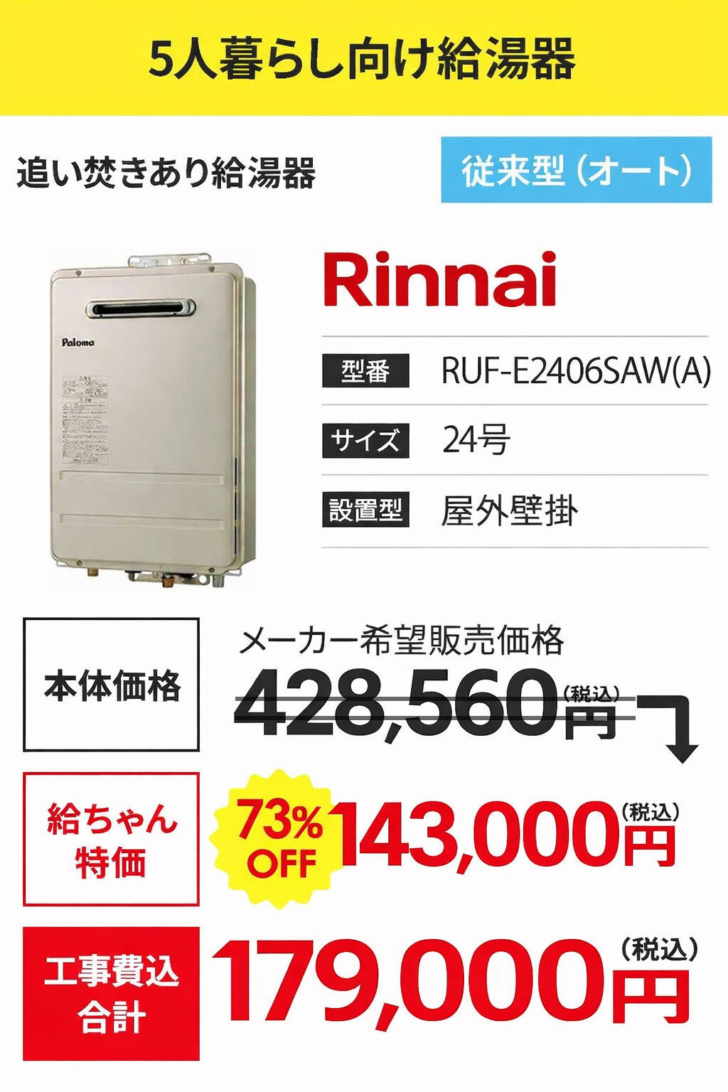 5人暮らし向け給湯器